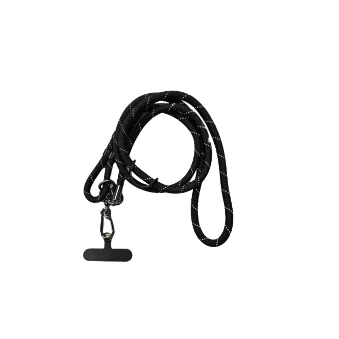 Corde pour téléphone - noir rayures blanches